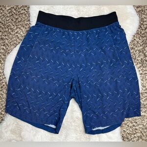 lululemon athletica Navy Chevron Performance Shorts with Black Waistband